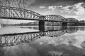 Old iron railway bridge in Prague,Czech Republic. Royalty Free Stock Photo